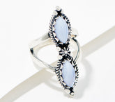 American West Sterling Silver Blue Lace Agate Split Shank Ring, Size 11